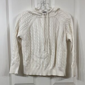 J. Crew Cable Knit Hooded Sweater - Cream
